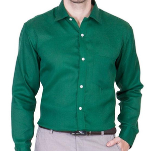 Camisa informal para hombre, camisa masculina con costura a mano, hecha a mano, color liso, bolsillo frontal - Product Image 1