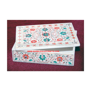 Boîtes d'incrustation de forme rectangulaire en marbre - Product Image 1