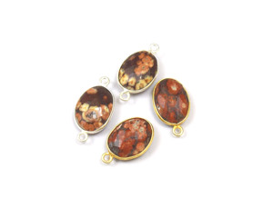 Jasper Hermosa piedra preciosa natural Joyería hecha a mano Forma ovalada con bisel chapado en oro Piedra natal Conector bohemio - Product Image 2