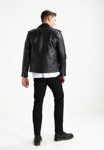 แจ็คเก็ตหนังแท้นักขี่จักรยานคลาสสิกสีดำที่กำหนดเอง - Product Image 3