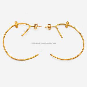 925 <b>Sterling</b> <b>Silver</b> Gold Plated Beautiful Plain <b>Stud</b> <b>Earrings</b> Fashionable <b>Earring</b> for Wedding Anniversary Engagement For Women. - Product Image 1