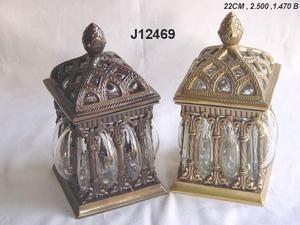 Jarrón de Metal con Acabado en Latón Antiguo y Bronce con Vidrio Soplado, Decoración para el Hogar y Jarrón de Uso Diario - Product Image 2