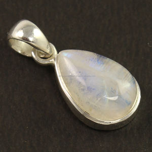 Superbe pendentif de réglage de lunette 925 en argent sterling massif naturel arc-en-ciel pierre de lune pierre précieuse forme de poire Style classique - Product Image 1