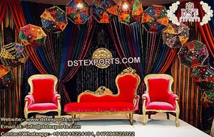 โซฟาแต่งงานทันสมัยพร้อมเก้าอี้รูปใบไม้ ตกแต่งเวทีงานแต่งงาน ชุดโซฟาเวทีงานแต่งงานคลาสสิก ตกแต่งงานอีเว้นท์สไตล์สเปน - Product Image 6