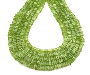 Natura Green Smooth Square Shape Peridot Heishi Cuentas de piedras preciosas Agosto Birthstone Collar para la fabricación de joyas DIY - Product Image 2