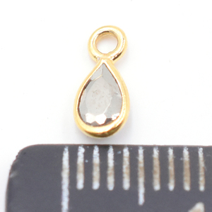 Pyrite poire forme 925 lunette en argent Sterling plaqué or pendentif fabrication de bijoux faits à la main - Product Image 3