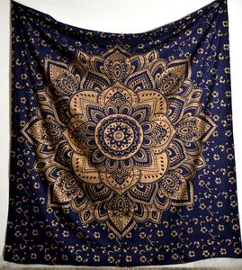 Tenture murale indienne en coton, style bohème, 100% coton, or, fleurs, ombré, vente en gros - Product Image 2