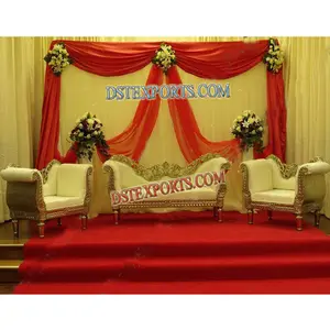 Beautiful Wedding Gold Sofa Set Hindu Wedding Furniture Muslim Wedding Two Seater With Single Seater