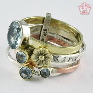 Anillo de Plata de Ley 925 con piedra de Topacio Azul, hecho a mano - Product Image 3