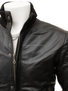 Chaqueta de Cuero Estilo Bomber Informal para Hombre ISONZ para Invierno, Ajuste Masculino, Transpirable, Hecha con Piel de Oveja - Product Image 4