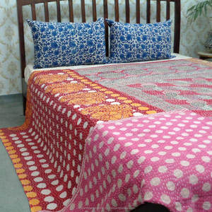 Indian Manufacturer's Handmade Bengali Vintage Queen Kantha Luxury Embroidered Bedsheets Set Organic Cotton Hotel Home - Product Image 2