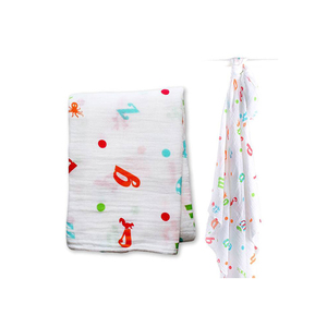 Organic Cotton Floral Knitted Baby Muslin Swaddle <b>Blanket</b> | Soft Newborn Receiving <b>Wrap</b> Breathable Lightweight Infant Care - Product Image 1