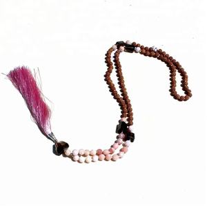 Collares de cuentas de Yoga hechos a mano para artistas indios, de alta calidad, color rosa Ópalo, 108 - Product Image 3