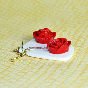 Red Rose Vintage Style Handmade <b>Jewellery</b> <b>Resin</b> Earrings - Product Image 3