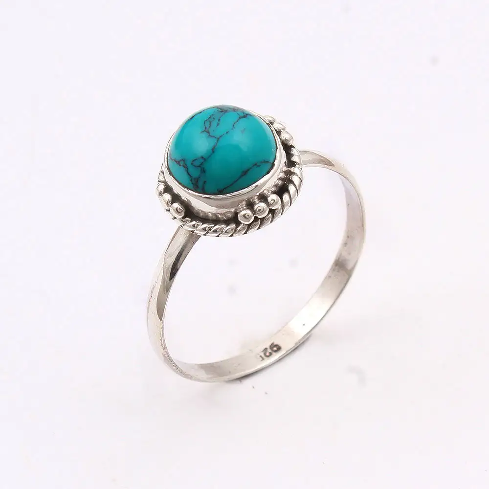 Beautiful turquoise gemstone ring 925 sterling silver ring wholesale silver jewellery exporter supplier