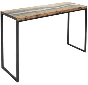 โต๊ะคอนโซลทำด้วยมือขาเหล็กโต๊ะคอนโซลทำจากเรซินอีพ็อกซี่ขอบไม้จริง - Product Image 2