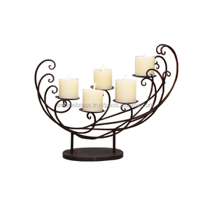 Six Piliers Conception Candélabre Cercle Bougeoir À La Main De Qualité Supérieure En Métal Fer Décor À La Maison - Product Image 2