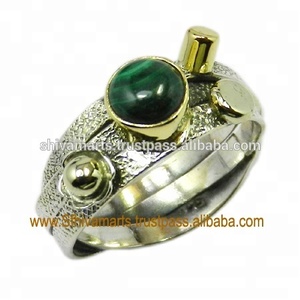 Real 925 Sterling <b>Silver</b> Natural Malachite Gemstone Eternity Vermeil <b>Ring</b> Vintage Wedding Party Jewelry Gift <b>for</b> <b>Men</b> and Women - Product Image 3