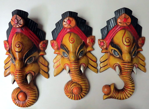 Máscara de Madera Artesanal del Dios Hindú Ganesh para Decoración de Pared, Tallado Artístico, Escultura, Decoración del Hogar, Hecho en Nepal - Product Image 3