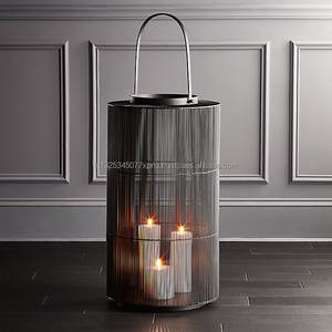 Juego de 2 faroles de malla de alambre negro - Product Image 2