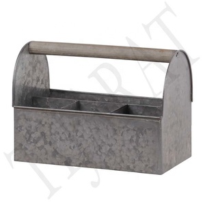 Hot Selling Metal Galvanized <b>Storage</b> <b>Basket</b> Tray with Handles <b>for</b> Serving & Display Tabletop Decoration Home Hotel Restaurants - Product Image 2