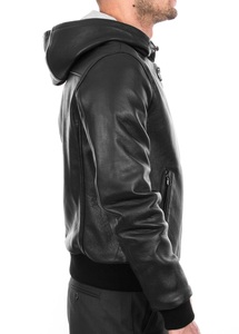 Blouson aviateur à capuche en cuir véritable de qualité supérieure Style motard vintage Vêtements d'extérieur pour moto Mode intemporelle en cuir véritable - Product Image 2