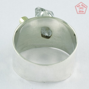 Venta al por mayor indio 925 anillo de plata esterlina Herkimer piedra preciosa dos tonos con moissanita diamante perla piedras principales proveedor directo - Product Image 4