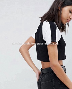 Nueva China personalizada al por mayor de las mujeres de algodón recortado Top Pullover con cordones Crop Top, nuevo estilo Polo diseño Color Block Crop Top - Product Image 2