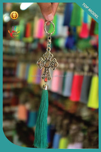 Porte-clés tendance en tissage artisanal, modèle Bali, écologique, avec pampilles et croix, style classique, vente en gros - Product Image 6