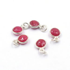 Rubis rose forme ronde 925 Starling lunette en argent plaqué argent pendentif fabrication de bijoux faits à la main - Product Image 4