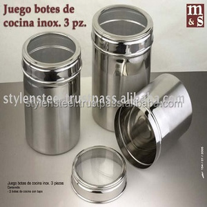Juego de recipientes herméticos comerciales de acero inoxidable de 3 piezas Frascos de almacenamiento cuboides para alimentos para hoteles - Product Image 2