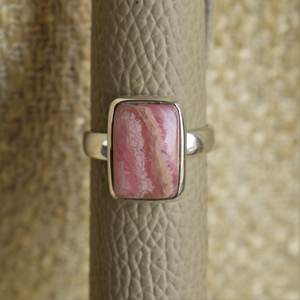 Anillo de Rodocrosita ovalado redondo pera cuadrado fantasía rectángulo piedra preciosa natural cabujón 925 plata esterlina - Product Image 4