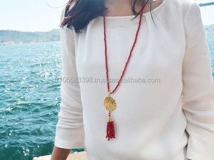 Colgante islámico Maashallah con piedra de ágata Material de joyería de latón - Product Image 1