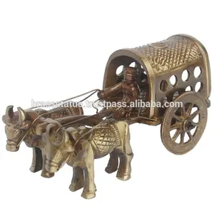 Scultura in ottone bullock cart con finitura anticata per la decorazione domestica scultura in ottone fatta a mano