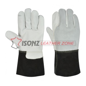 Guantes de Soldadura ISONZ de Cuero Vacuno de Primera Calidad, Forrados de Algodón, Protección Contra Salpicaduras de Metal Fundido Tipo B, con Protección para el Pulgar - Product Image 1