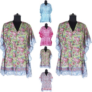 Caftán corto estampado de la India para mujer, playa, venta al por mayor - Product Image 2
