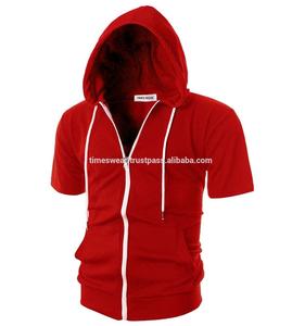 Sudadera con capucha para hombre, de alta calidad, ajustada, de manga corta, ligera, con cremallera, informal - Product Image 3