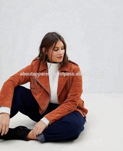 Veste en cuir ajustée Moto de haute qualité femmes nouveau design courbe daim broderie doublure en Nylon tricoté vestes en cuir suédé - Product Image 4