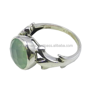 Bague en argent sterling 925 faite à la main calcédoine pierres précieuses bijoux en argent fantaisie bagues en vermeil éternité pour cadeau unisexe - Product Image 2