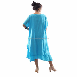 Robe rond à manches courtes pour femmes, Style décontracté, longueur mi-mollet, ample, mignon, grande taille - Product Image 4