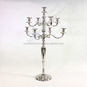 Best Selling Candelabra for Home Living <b>Tall</b> Silver Centerpieces Candelabra <b>Candle</b> <b>Holder</b> Nine Arms for Wedding Party Decoration - Product Image 1