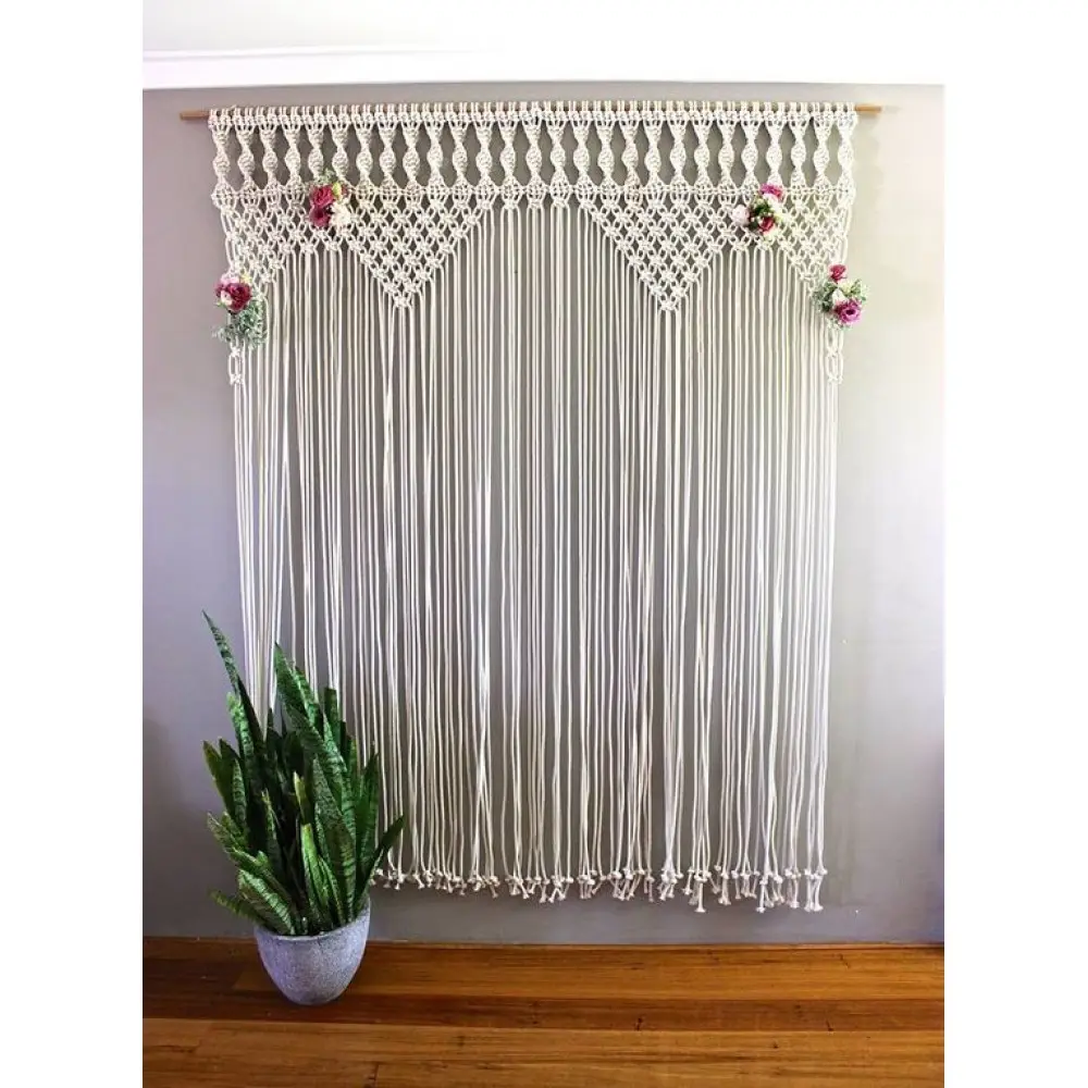 Macrame Hand Woven Cotton Curtains for Home Christmas Wedding Backdrop Macrame Wall Hanging Large Decor For Party