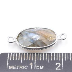 Labradorite de forme ovale, argent sterling 925, sertie, plaqué argent, connecteur, fabrication de bijoux faits à la main - Product Image 2