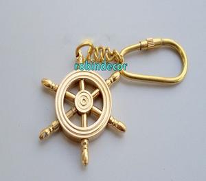 Porte-clés roue en laiton massif ANTIQUE, 5 pièces, motif nautique - Product Image 3