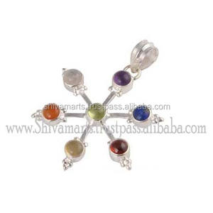 Nueva llegada 925 plata esterlina amatista Arco Iris piedra lunar Multi piedra preciosa Chakra colgante joyería fina colgantes y dijes - Product Image 2