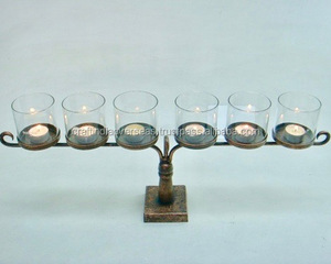 Tea Light Holder <b>Glass</b> Metal in Iron Hot Selling Fancy New Design Tabletop Ware Candle Stick Holder - Product Image 3
