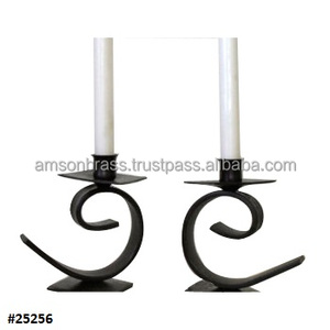 Vintage Wrought Iron Floor <b>Candle</b> <b>Holder</b> Chamberstick Style Metal Iron <b>Black</b> <b>Candle</b> Stand for Table Center - Product Image 4
