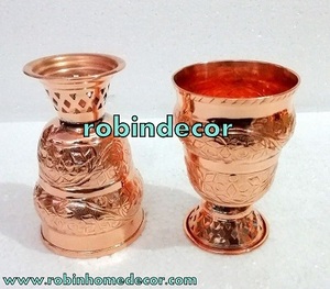 Service à boissons avec verres, pichet en cuivre pur et plaqué or, de styliste, ensemble de verres à carafe - Product Image 3