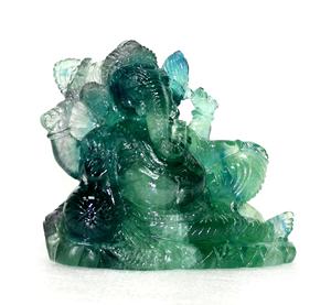 Statue de Ganesha fabriquée à la main Figurine multi-fluorite pierre semi-précieuse sculpture travail artisanal unique - Product Image 2