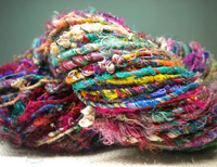 Fil de soie sari recyclé filé à la main solide fil de soie pure écologique à tricoter crochet tissage broderie fantaisie personnalisée